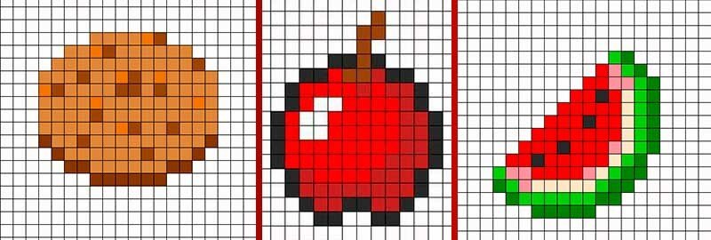 Рисунки по клеточкам из МАЙНКРАФТА еда