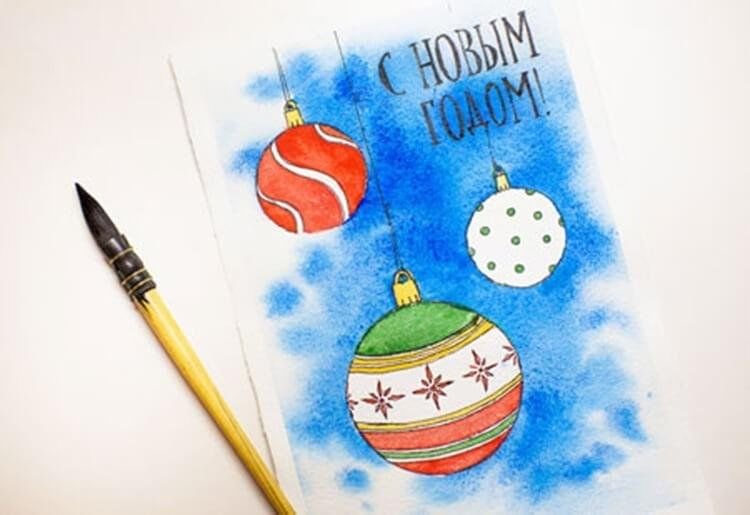 Рисование новогодней открытки