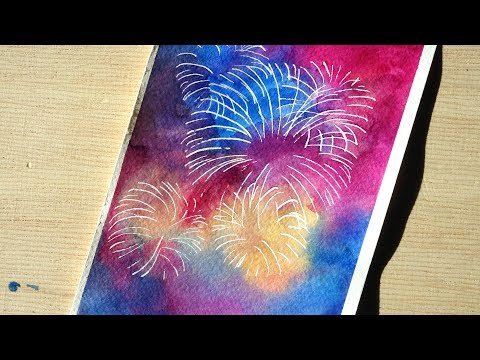 Салют восковые мелки и акварель