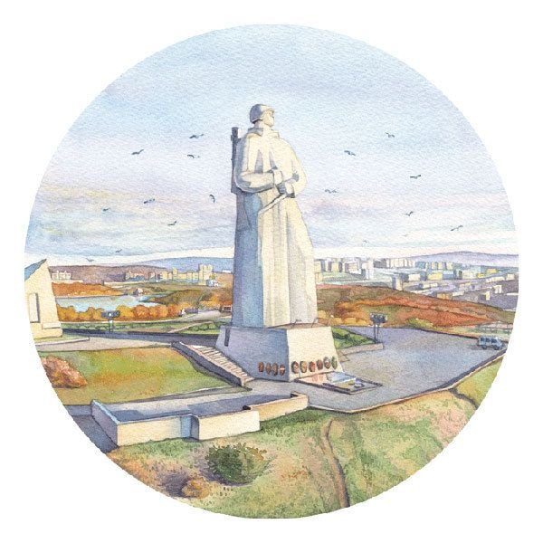 Памятник Алеше в Мурманске рисунок