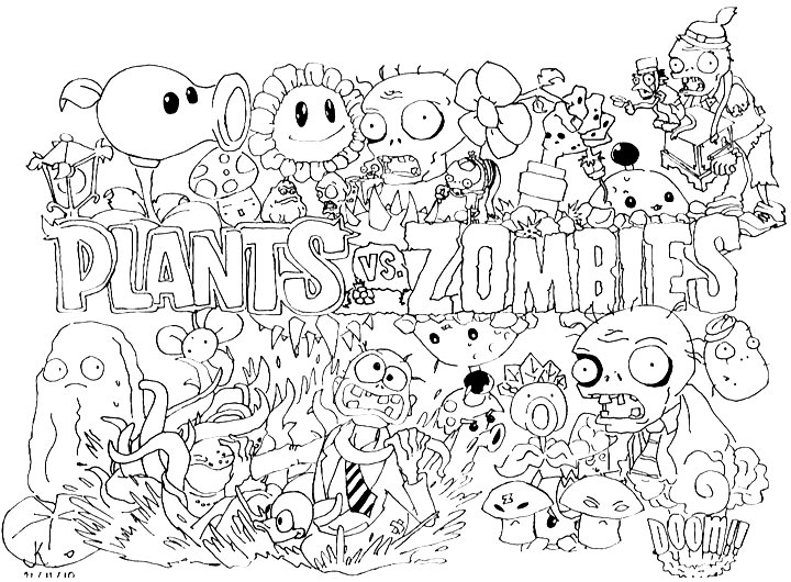 Plants vs Zombies раскраска