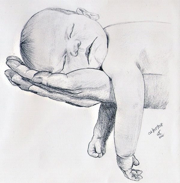 Младенец рисунок карандашом
