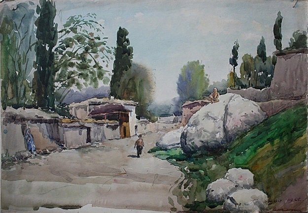 Живопись пейзаж кишлак Узбекистан