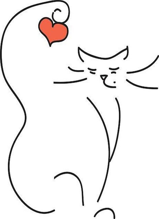 Кот контурный рисунок