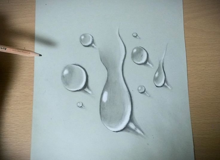 Капли воды карандашом