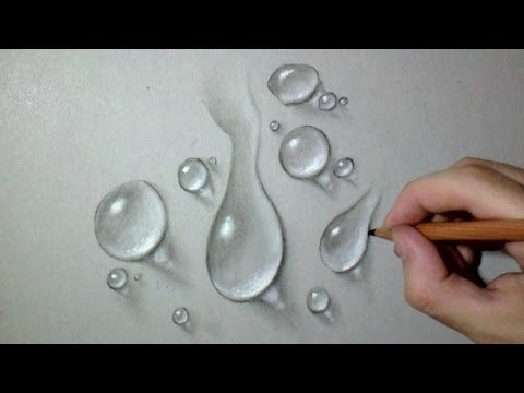 Реалистичные капли воды карандашом