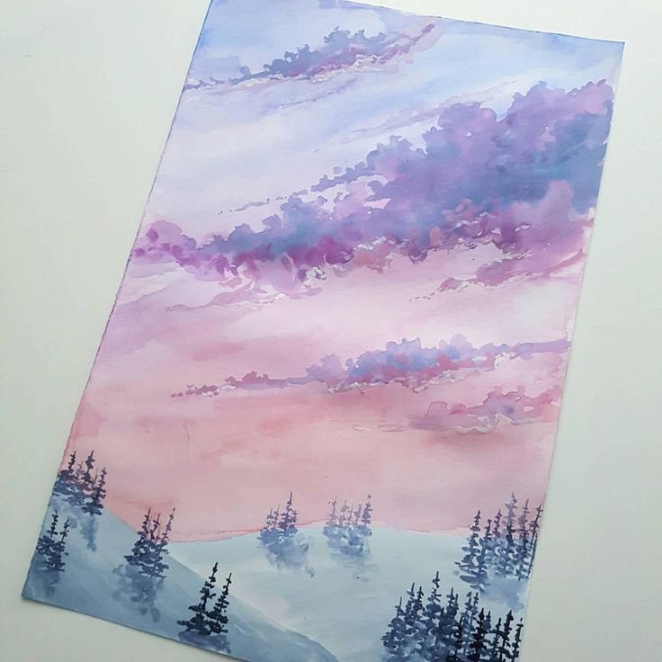 Пейзажи акварелью для срисовки