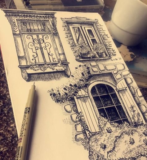 Рисунки в скетчбук архитектура