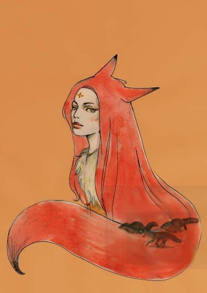 Кицунэ рисунок для срисовки