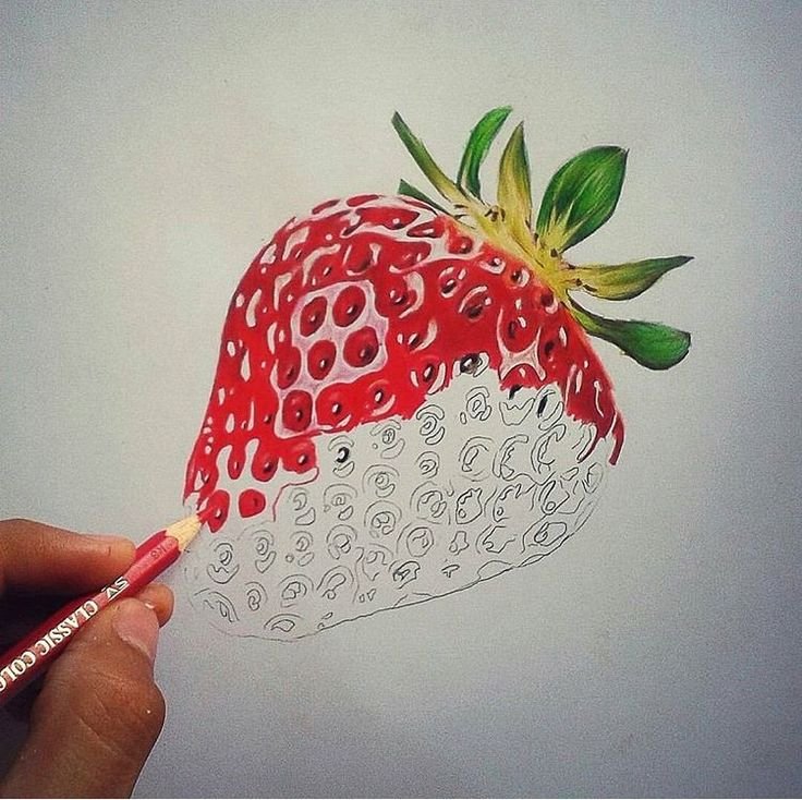 Клубника рисунок карандашом