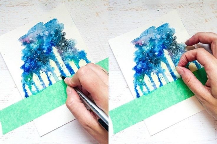 Рисование губкой космос