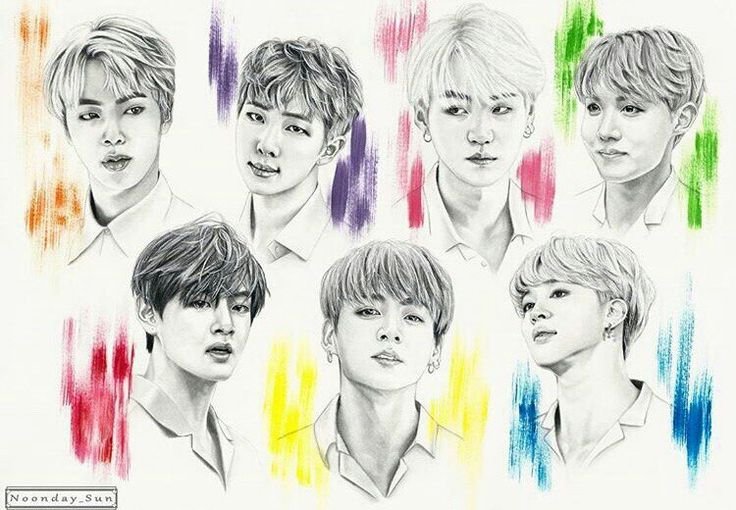 Группа BTS карандашом