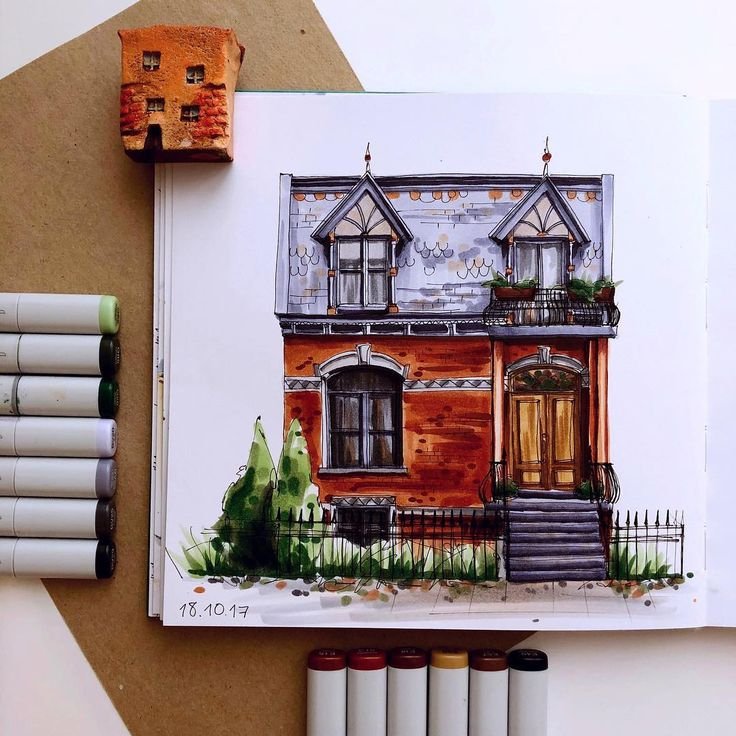 Домик маркерами