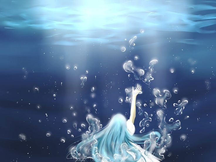 Аниме девушка в воде