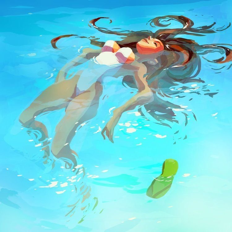 Аниме девушка в воде