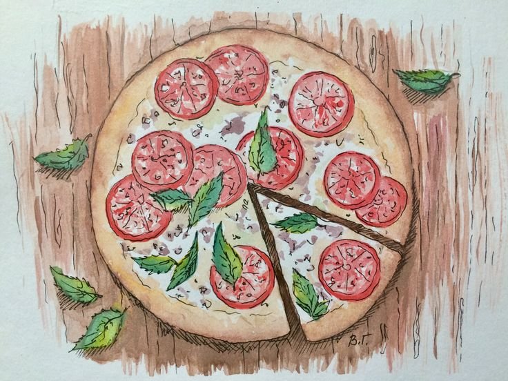 Рисунок пиццы для срисовки