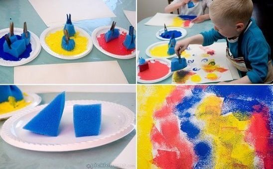 Рисование поролоновой губкой