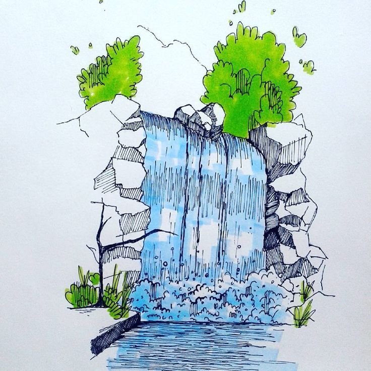 Детские рисунки водопада