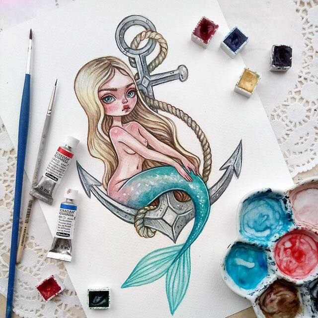 Рисунки для скетчбука Русалка