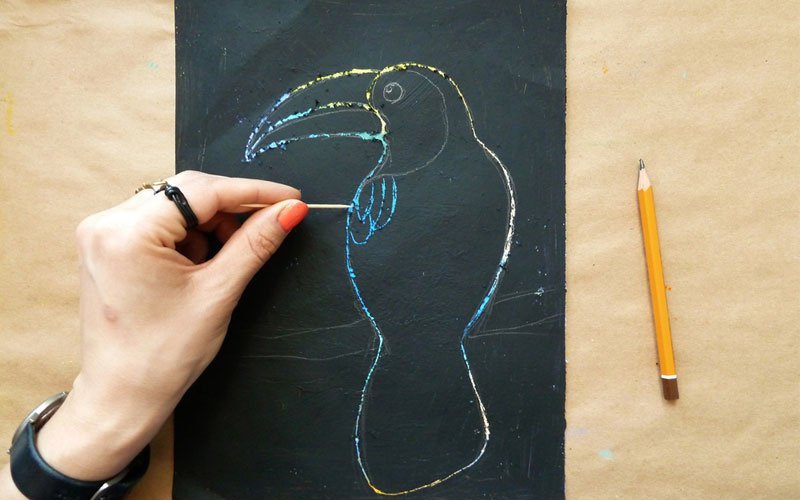 Рисование на черном картоне