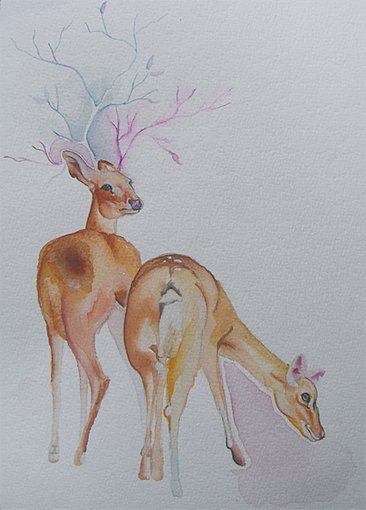 Косуля живопись