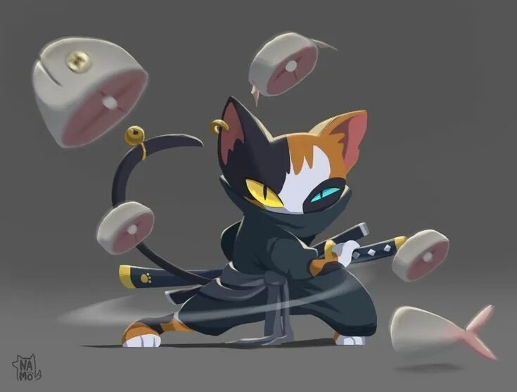 Аниме ниндзя с кошкой