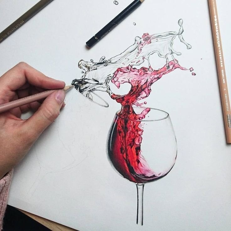 Рисование с бокалом вина
