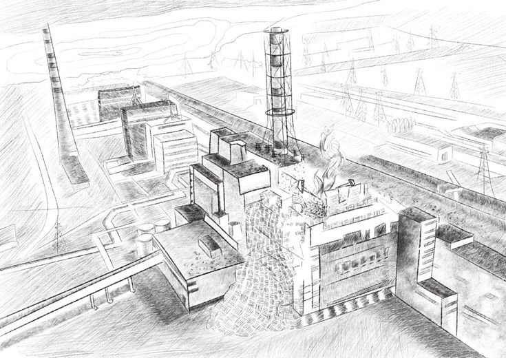 Атомная электростанция Чернобыль рисунок