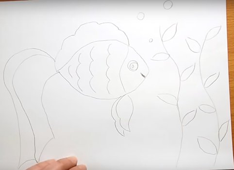 Рисование золотой рыбки поэтапно