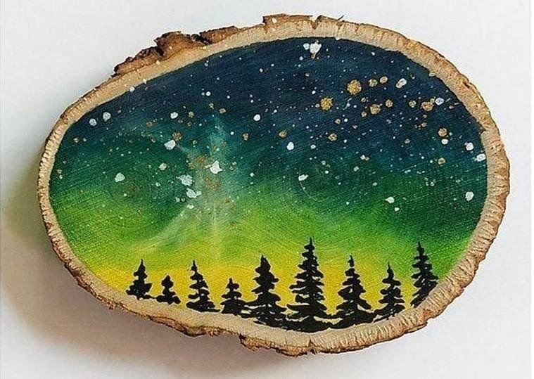 Рисование на спиле дерева