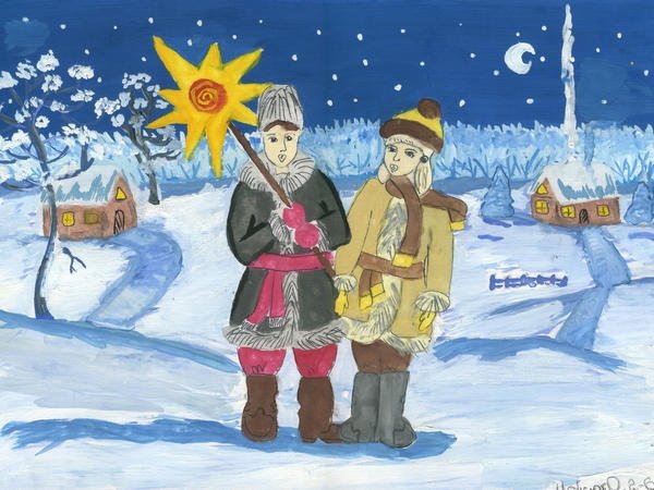 Рождественские колядки рисунок