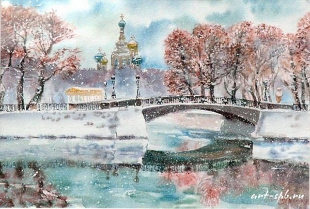 Питер акварель Весна