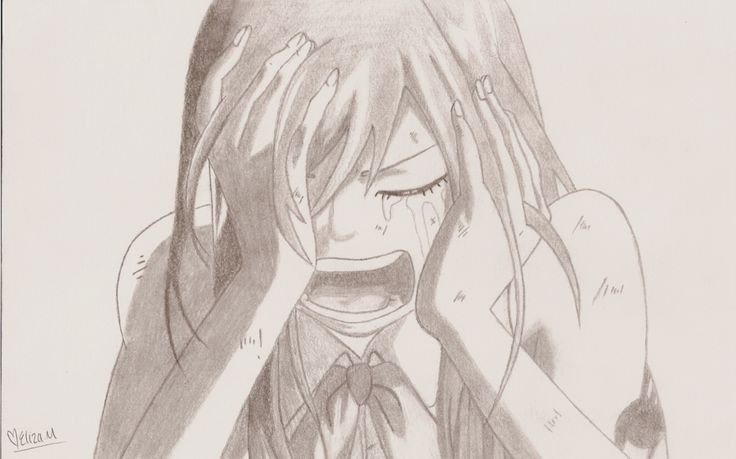 Аниме карандашом плачущие