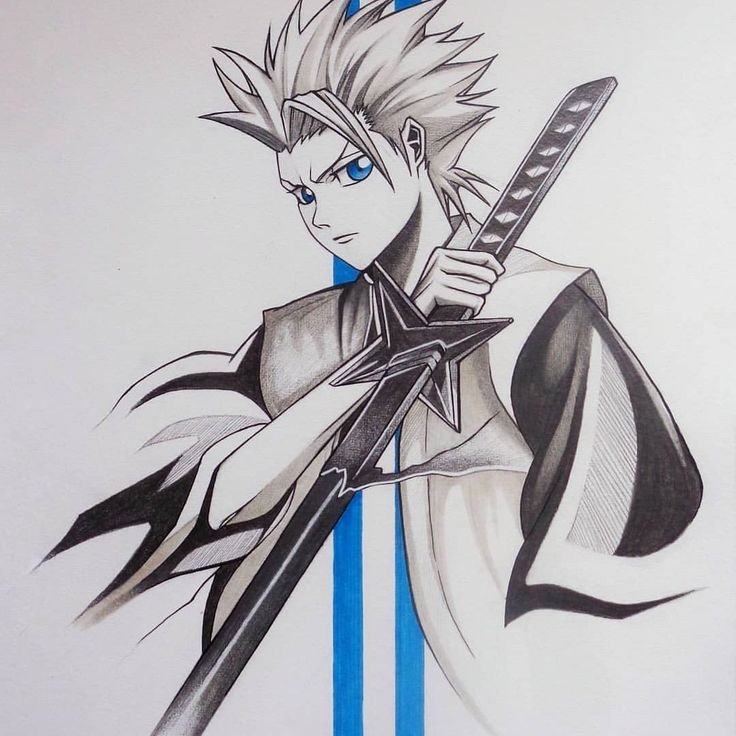 Хитсугая Тоширо рисунок карандашом