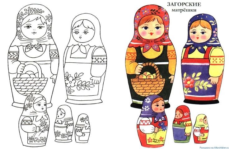 Загорская Матрешка рисунок