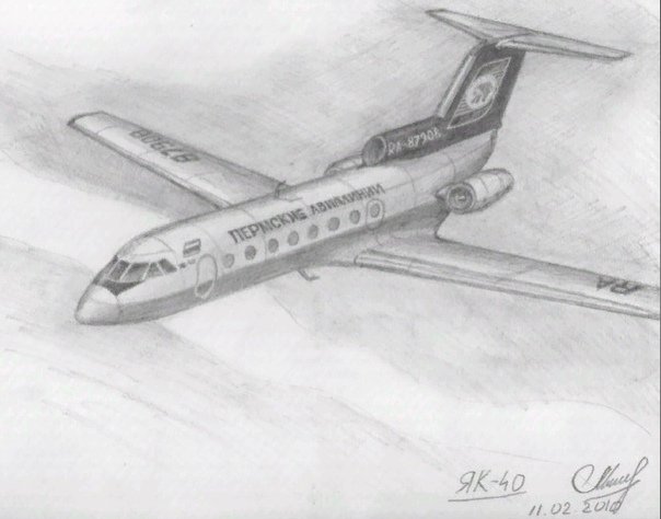 Эскиз самолетов карандаш