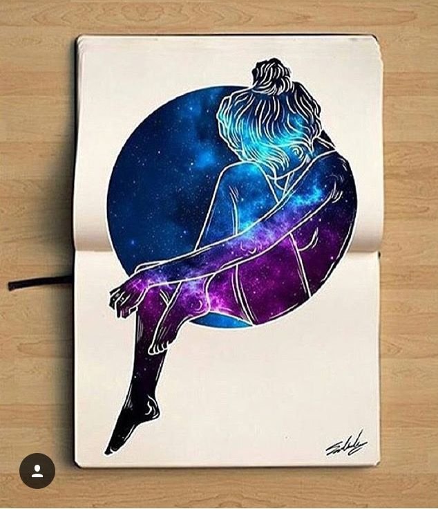 Рисунки в скетчбуке космос