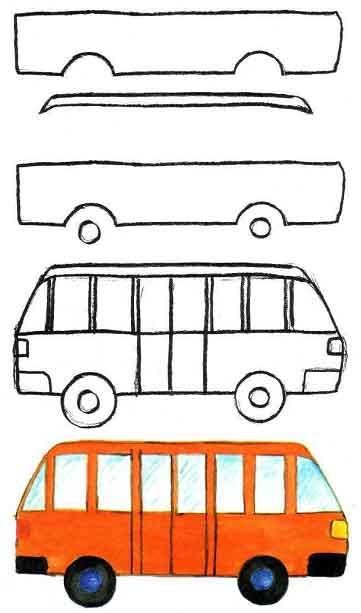 Рисование автобус в старшей группе