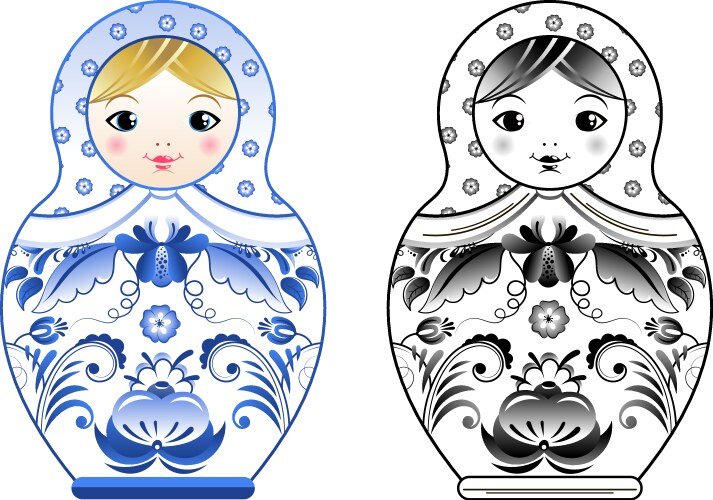 Раскраска Матрешка Гжель для детей