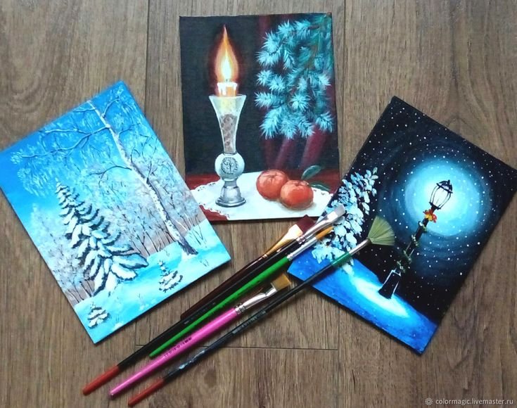 Новогодние открытки акрилом