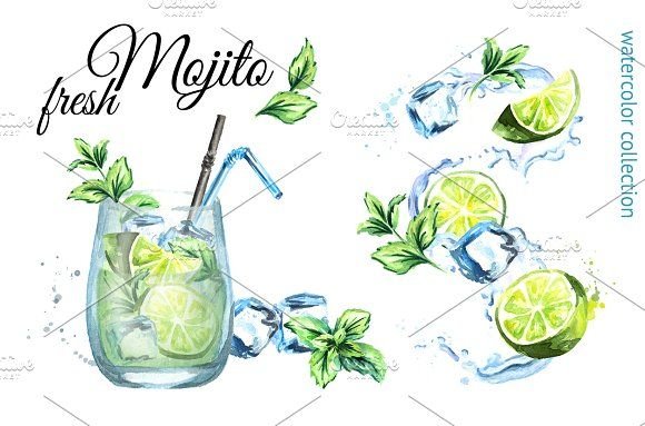 Мохито акварель