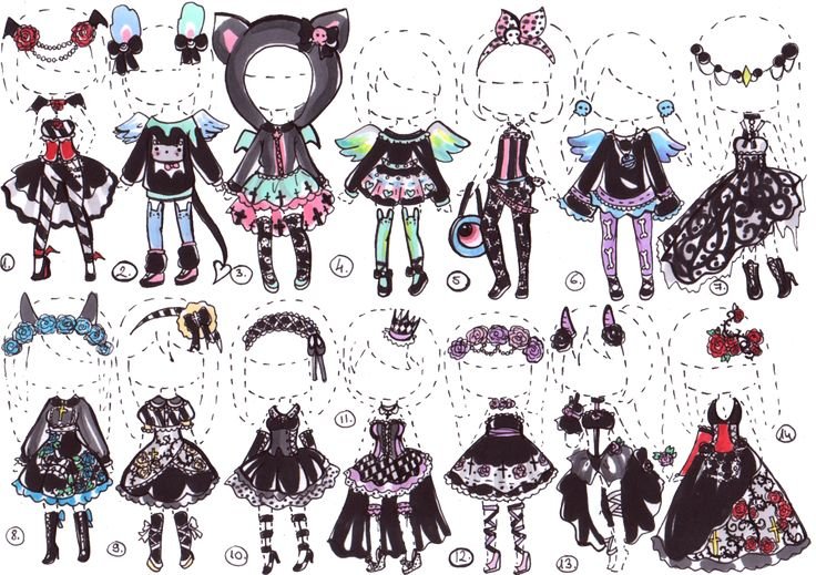 Goth outfit аниме одежда