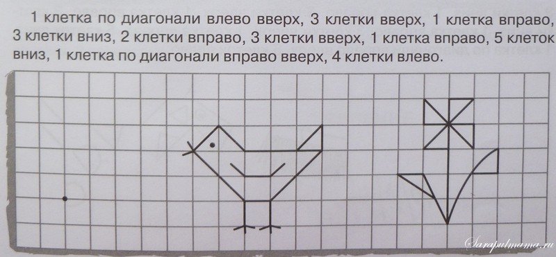 Рисунки по клеточкам право лево