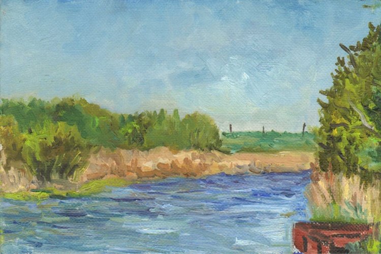 Река Кубань картина Олейник