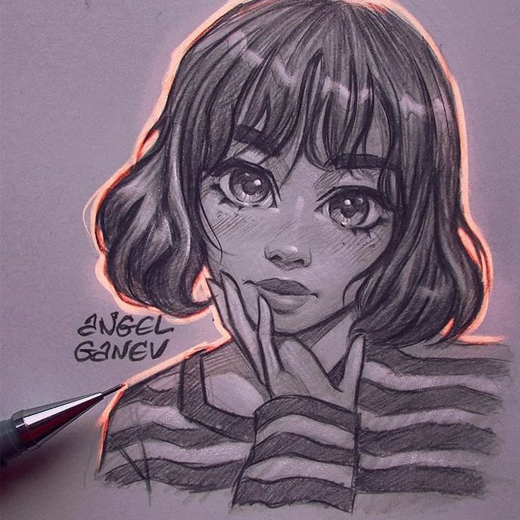 Angel Ganev Art девушки карандаш