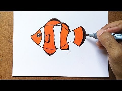Рыба клоун карандашом