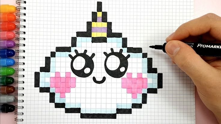 Кавайные рисунки по клеточкам