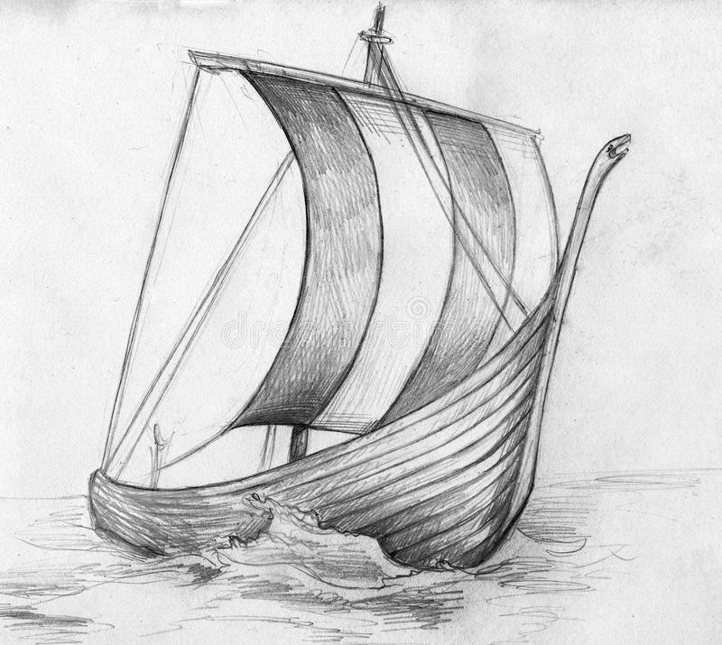 Парусник рисунок карандашом