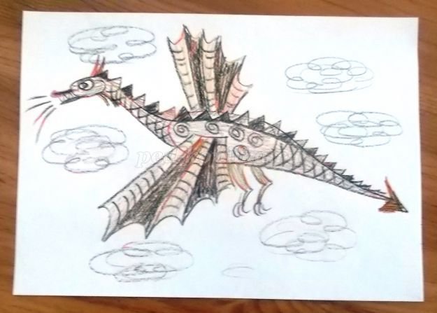 Змей Горыныч рисунок карандашом