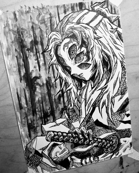 Кокушибо рисунок карандашом
